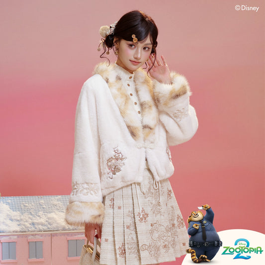 More than thirteen [leopard donut] fur coat embroidered skirt