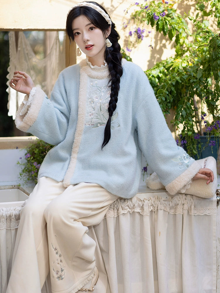 Chi Xia [Phalaenopsis Snow] Chenier Short Jacket Wide Leg Pants Han han HanFuDreams