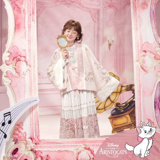 More than thirteen [cat afternoon tea] embroidered placket jacket dress modern HanFuDreams two-piece set S