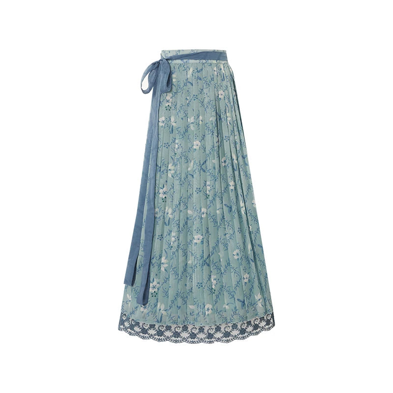 [Graceful Orchid] Casual Hanfu Set modern Shisanyu Elastic Pleated Skirt XS
