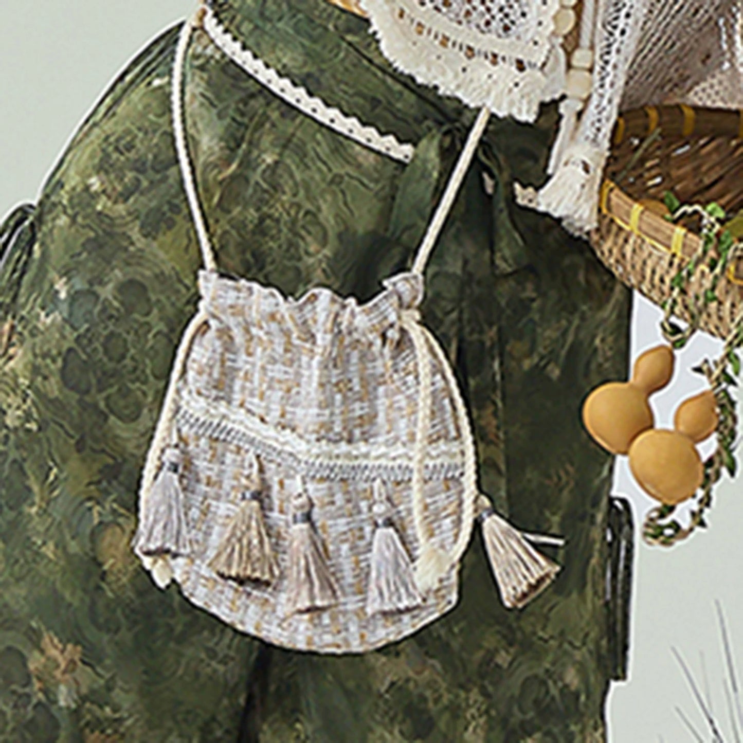 Flower Fairy Story [Qing Yunjin] Crew Neck Vest Improved Song Pants Wide Leg Pants song HanFuDreams bag S