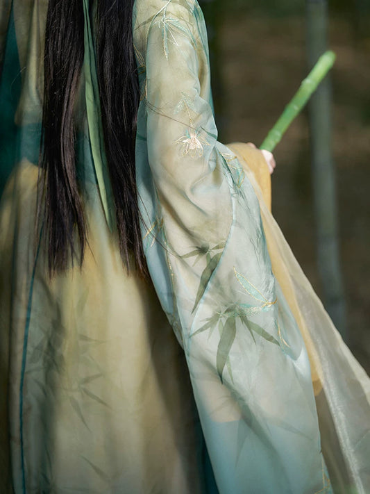 More than Thirteen [Bamboo] Elegant Song Style Hanfu Two-Piece Set HanFuDreams