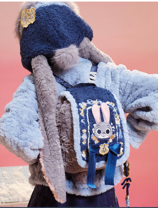 More than thirteen [plush rabbit police officer] winter plush embroidered rabbit backpack