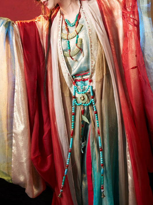 More than thirteen [Flowers and Thousand Trees] Hanfu with waist seal necklace accessories set accessories HanFuDreams