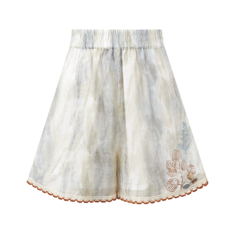 More than thirteen [Zhuxi] embroidered Tencel vest shorts chic set modern HanFuDreams shorts S
