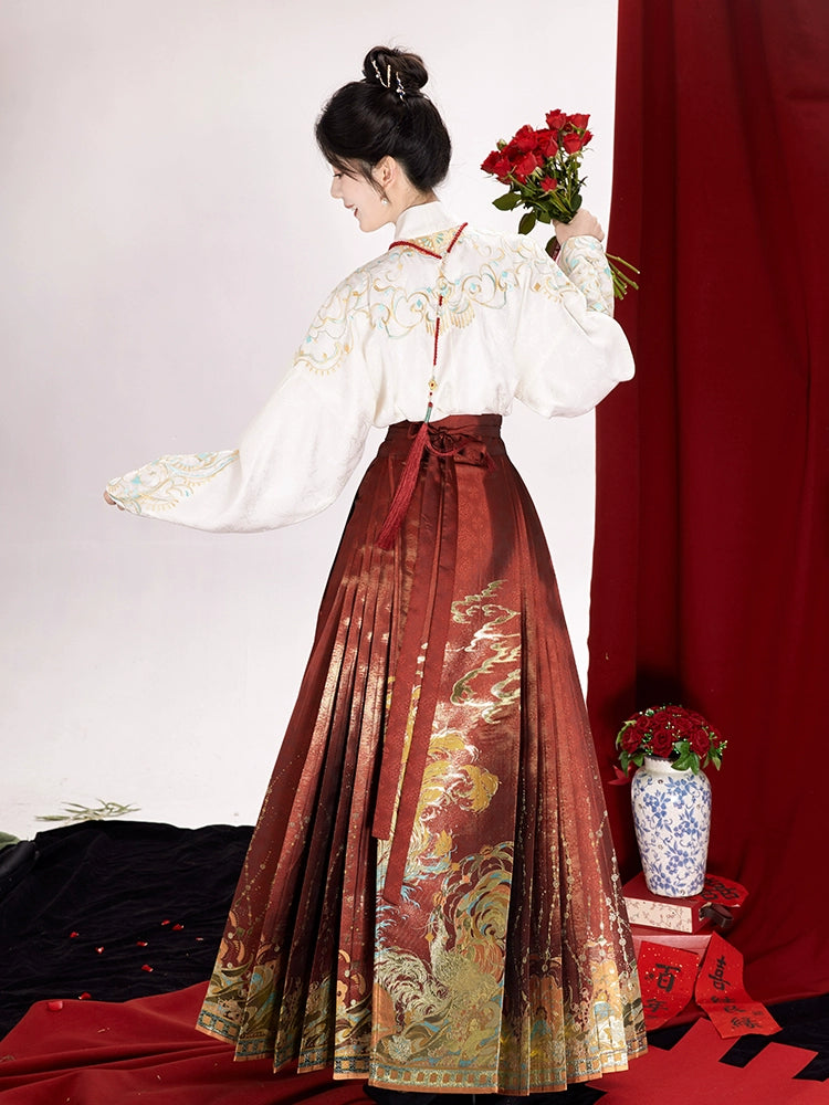 Ming short horse dress Hanfu into wine dress bride