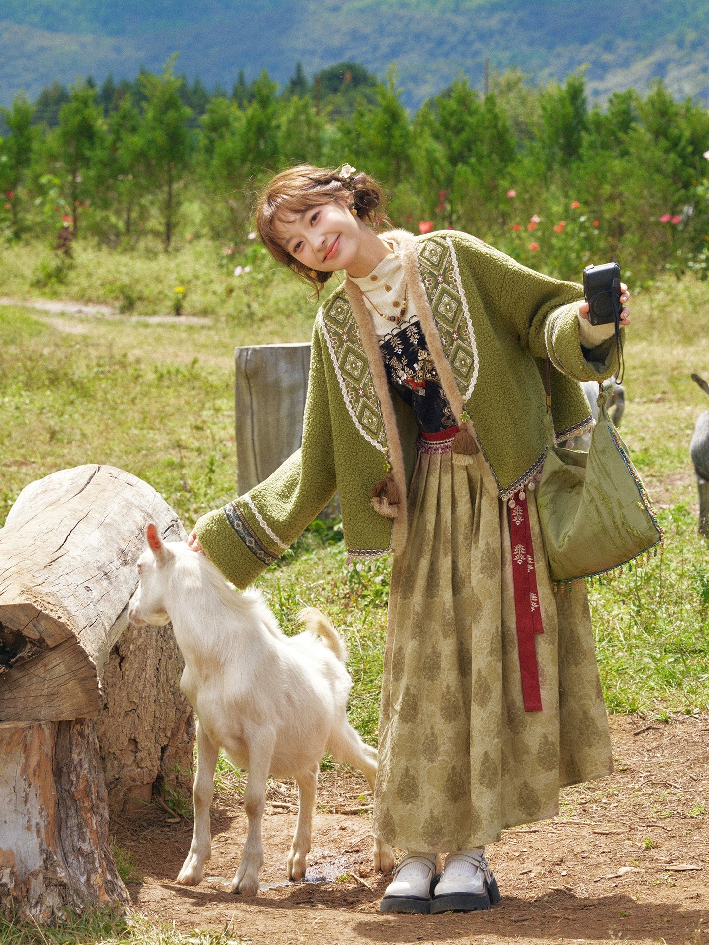 More than thirteen [Tingwu Autumn] lamb wool jacket dress national style set modern HanFuDreams