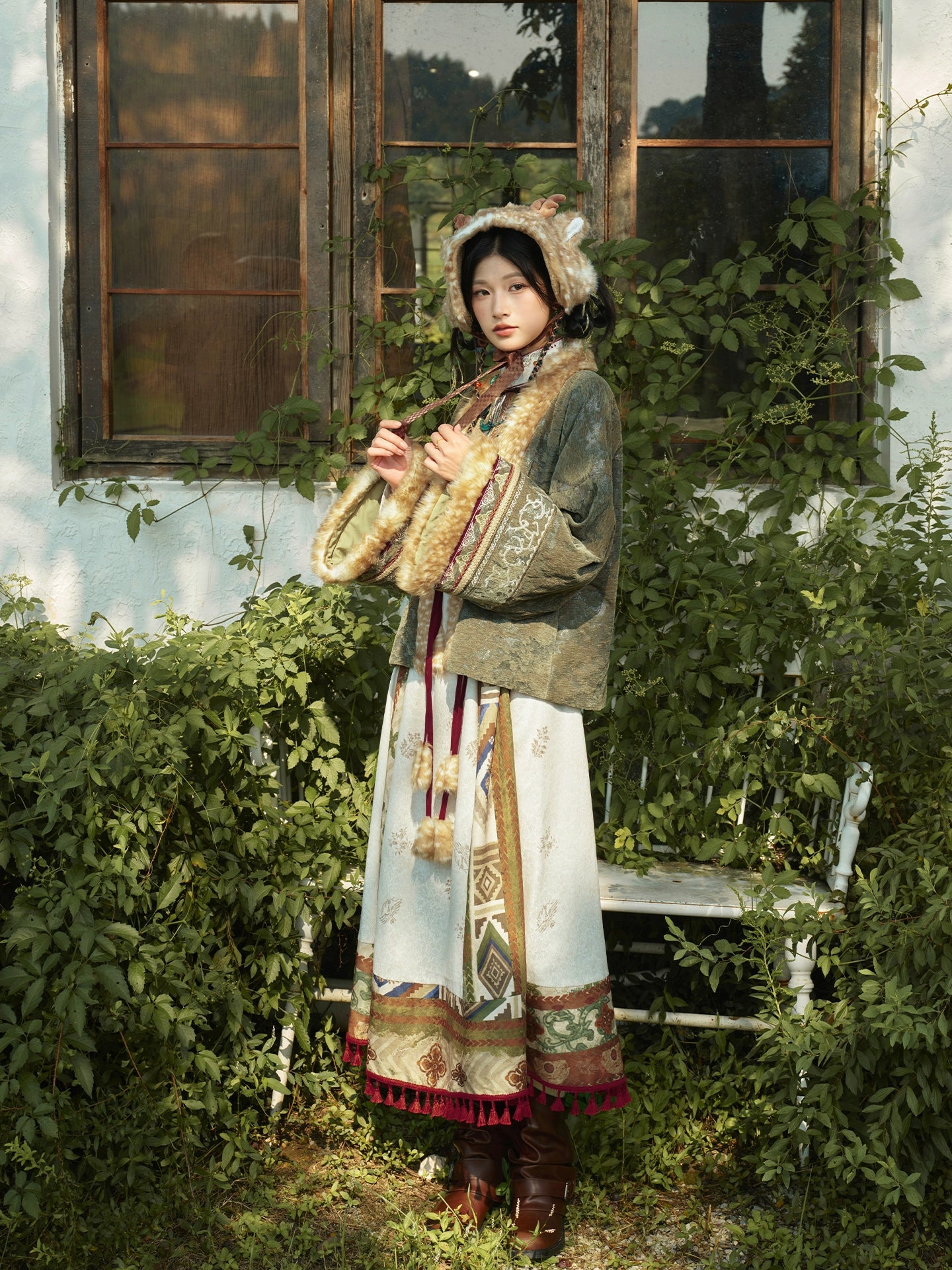 More than thirteen [Linglu] bird pattern printed dress ethnic style set modern HanFuDreams