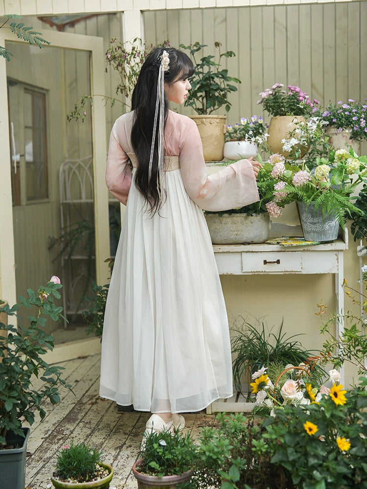 More than thirteen [Peach Leaf Sheng] Spring Han chest-length embroidered dress han HanFuDreams