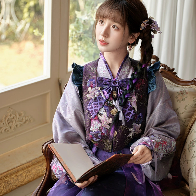 More than thirteen [Twilight Glazed] Bijia Song pants Hanfu women song HanFuDreams Three-piece set (excluding bag) S