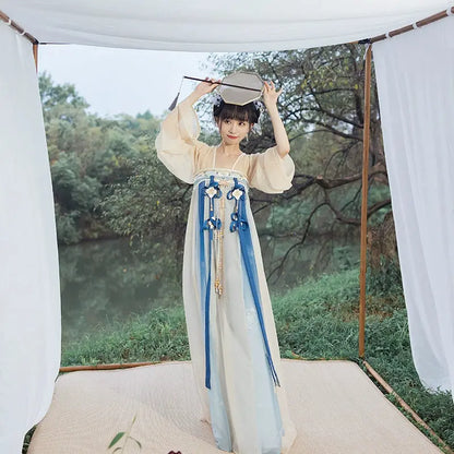 More than thirteen [Changshengle] embroidered cardigan three-pleated skirt embroidered Tang system tang HanFuDreams Four-piece set - suspender skirt XS