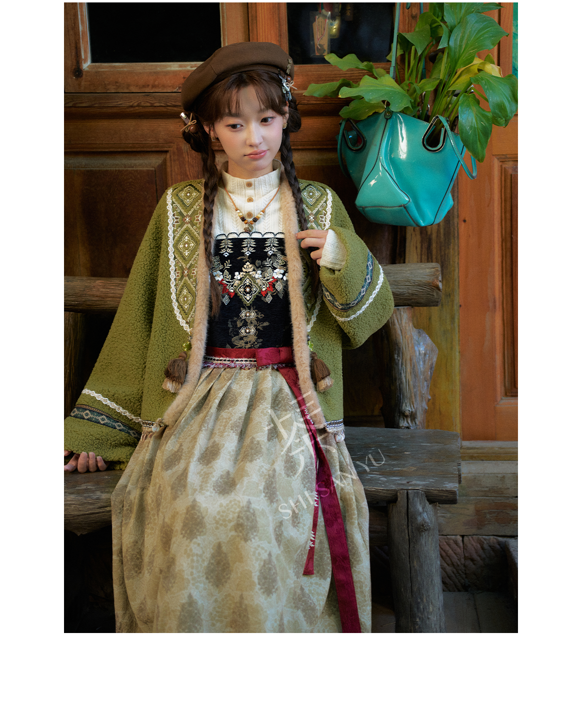 More than thirteen [Tingwu Autumn] lamb wool jacket dress national style set modern HanFuDreams