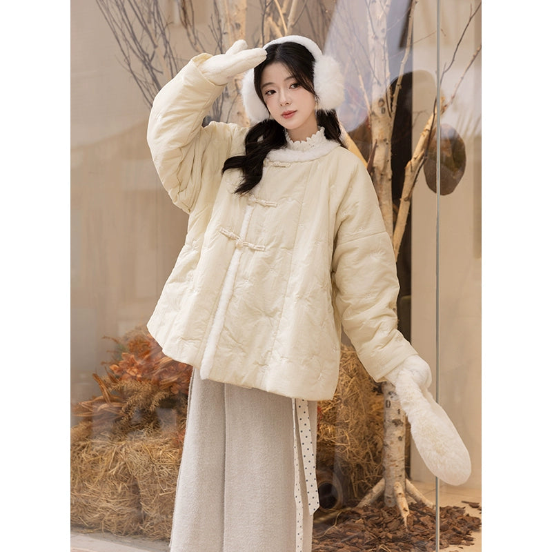 Chi Xia [Cloud Mist Tea] Tang-made round neck short jacket with two skirts