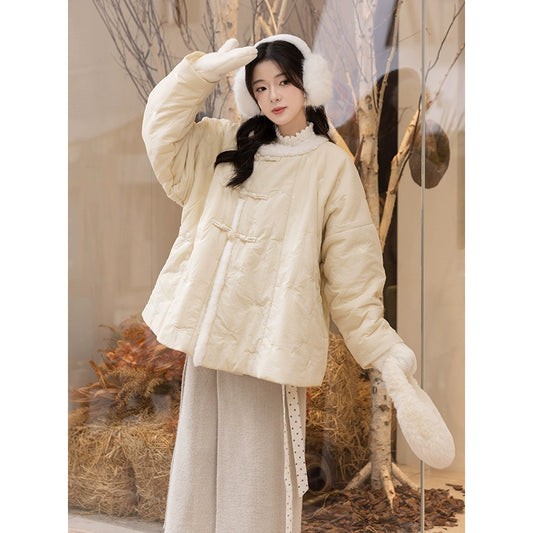Chi Xia [Cloud Mist Tea] Tang-made round neck short jacket with two skirts