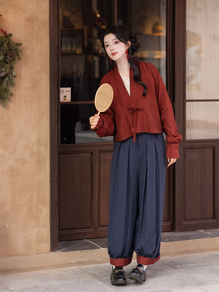 Han Element Man Cotton Cardigan Shorts Improved Bloomers Hanfu han HanFuDreams