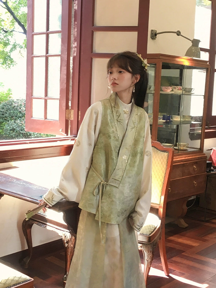 More than thirteen [green mangosteen] embroidered bijia three-pleated skirt Hanfu women han HanFuDreams