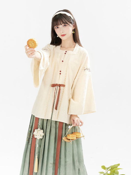 Square neck shirt pleated skirt Hanfu Mid-Autumn Festival limited edition rabbit ming HanFuDreams