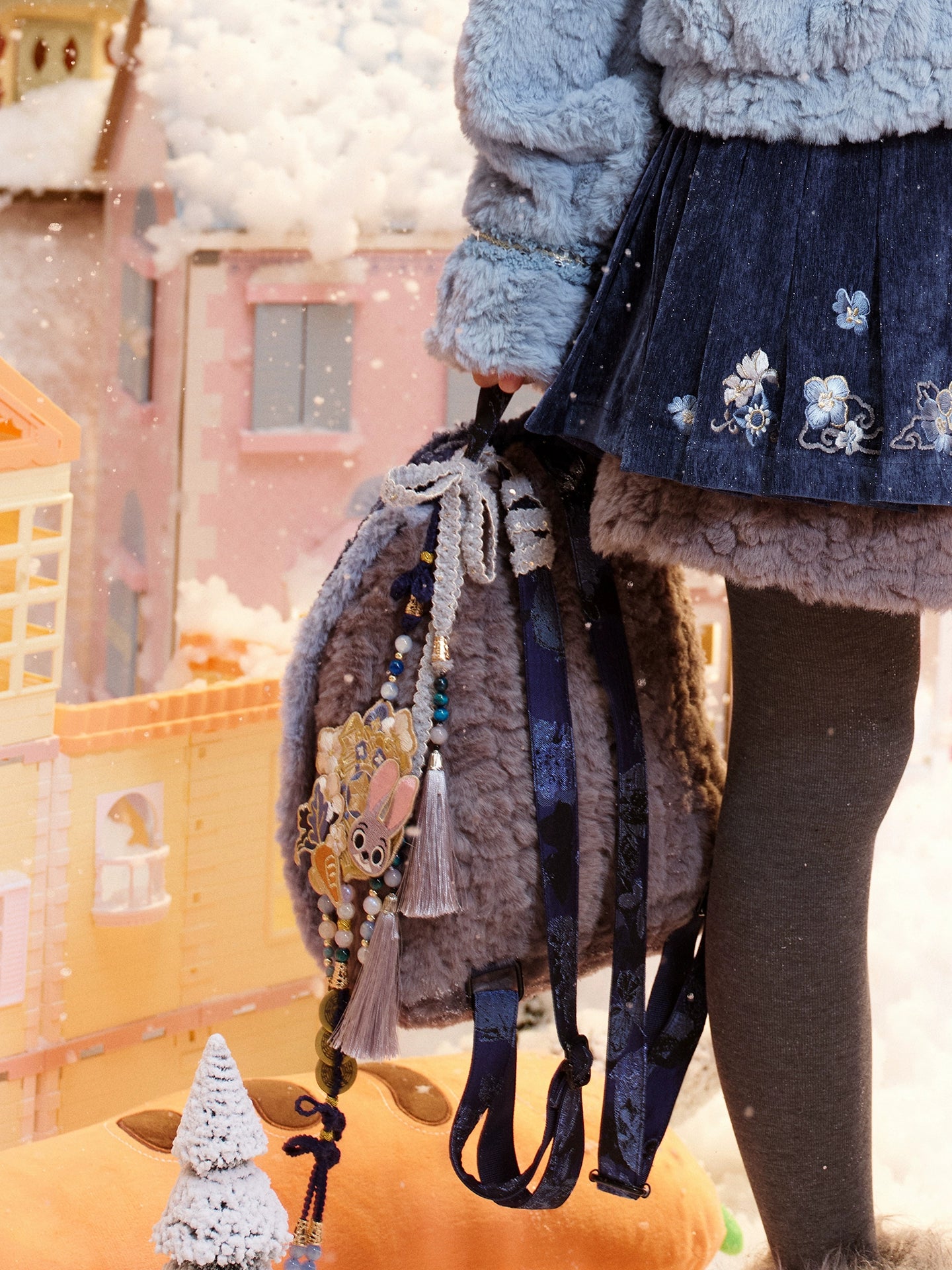 More than thirteen [plush rabbit police officer] winter plush embroidered rabbit backpack