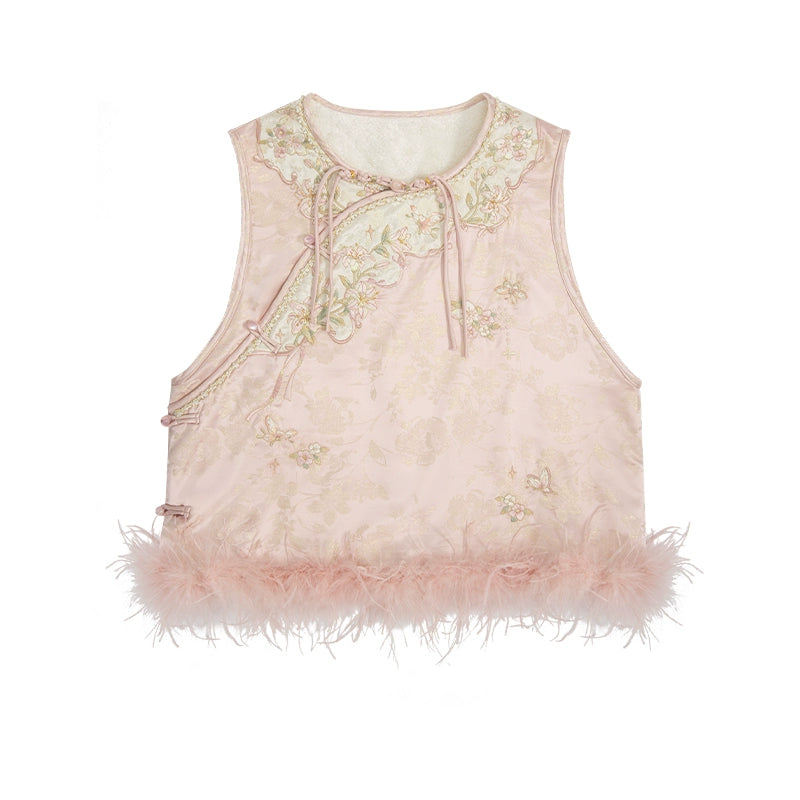 July Eve [Pink Jade Jialan] Small vest versatile stacked top coat modern HanFuDreams