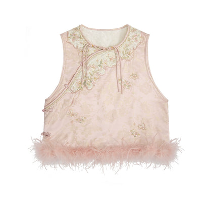 July Eve [Pink Jade Jialan] Small vest versatile stacked top coat modern HanFuDreams Pink jade Jialan, vest XS