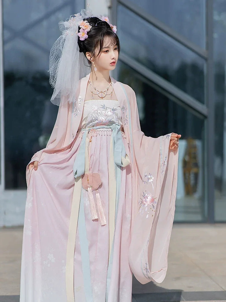 Intricate Embroidered Tang Dynasty Style Long Sleeve Hanfu Dress tang HanDreams Fashion