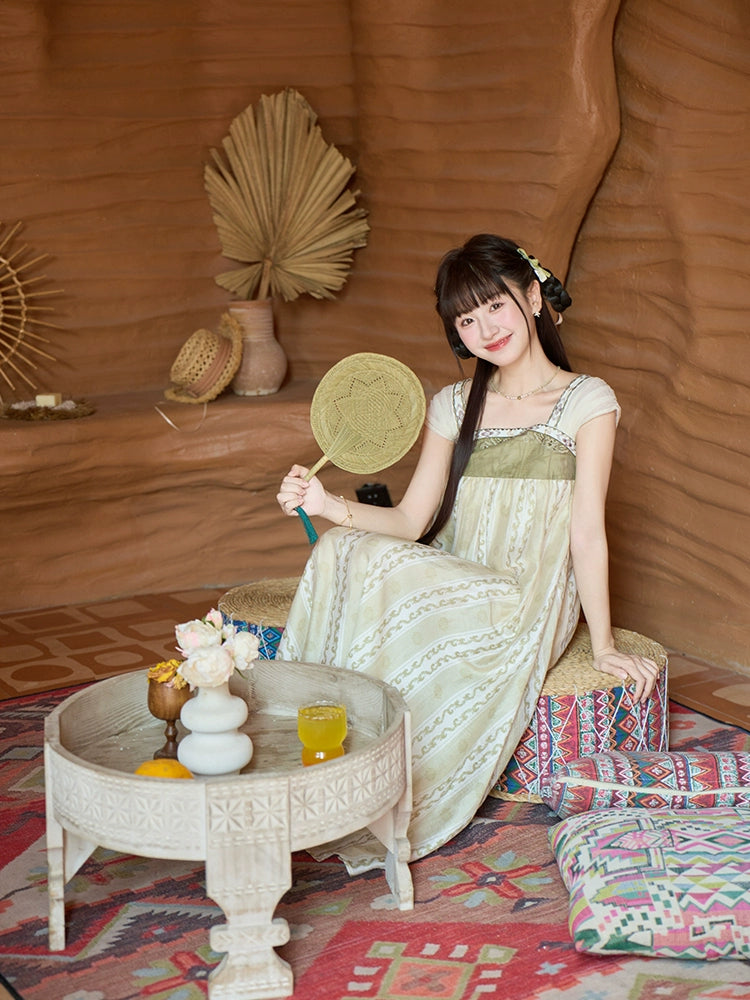 More than thirteen[vines]2025 versatile cool national style chest-length printed dress modern HanFuDreams