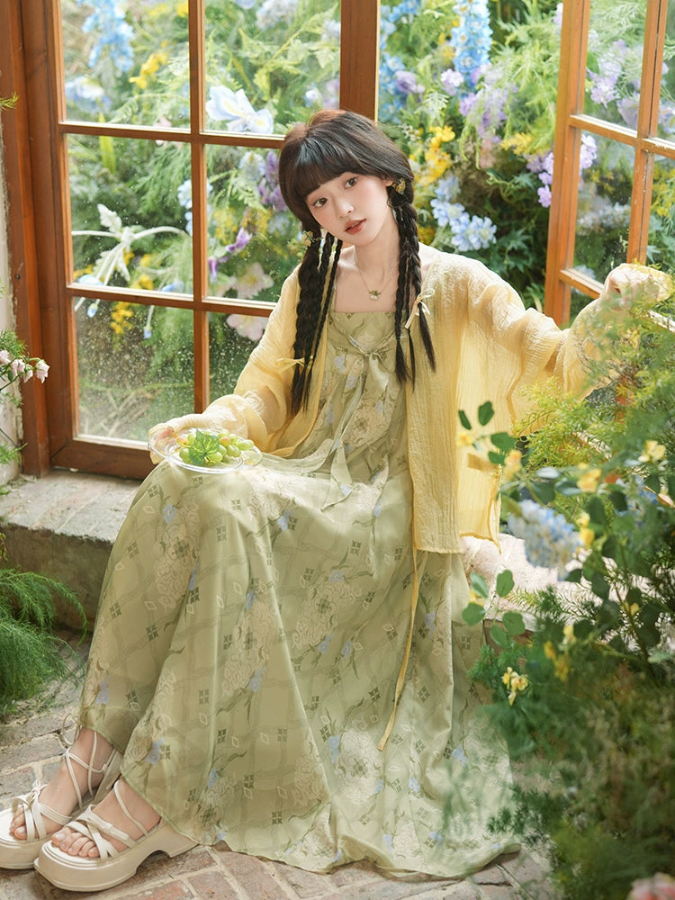 More than thirteen [jasper makeup] Tencel cardigan suspender dress modern HanFuDreams