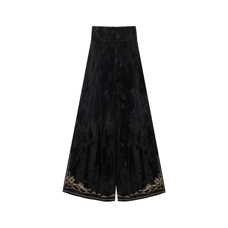 More than thirteen [floating gold honeysuckle] bronzing straight neck cardigan velvet collar long shirt