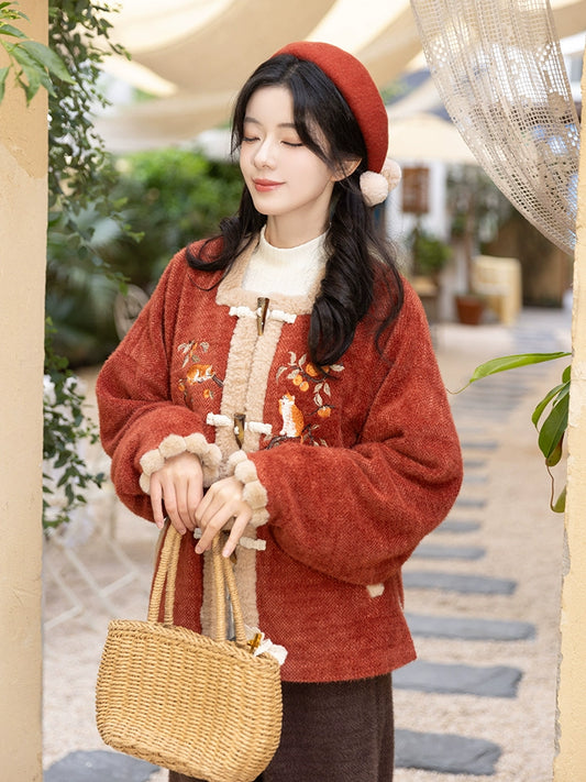 Chi Xia [Wan Persimmon Big Orange] Fleece Padded Short Jacket Long Pants Han han HanFuDreams