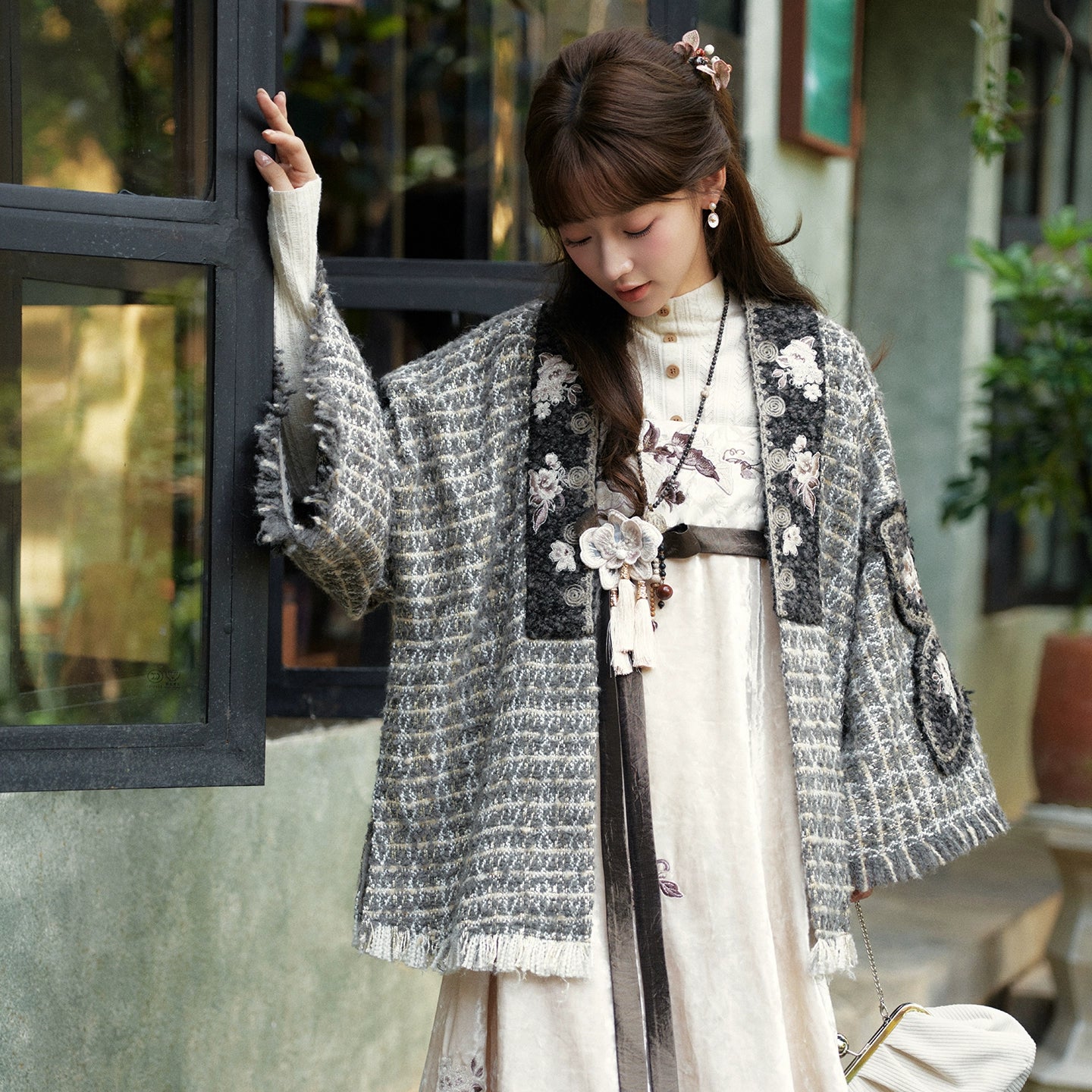 More than thirteen [heavy sandalwood condensing fragrance] Xiaoxiangfeng jacket velvet suspender skirt modern HanFuDreams three-piece set S