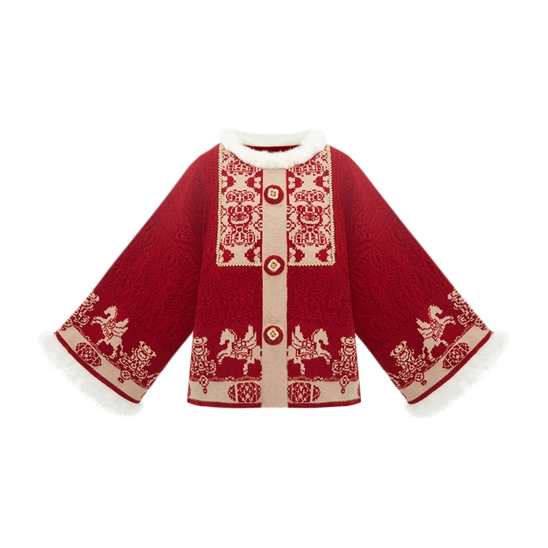 More than thirteen [wing horse] red coat New Year's dress