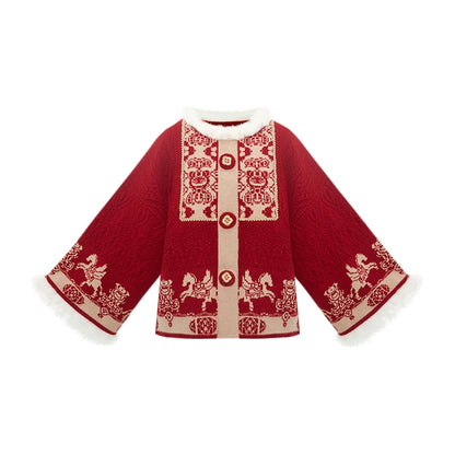 More than thirteen [wing horse] red coat New Year's dress