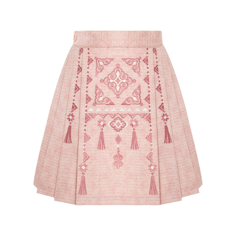 More than thirteen [Yingluo knot] woven gold coat short horse skirt national style suit modern HanFuDreams short skirt S