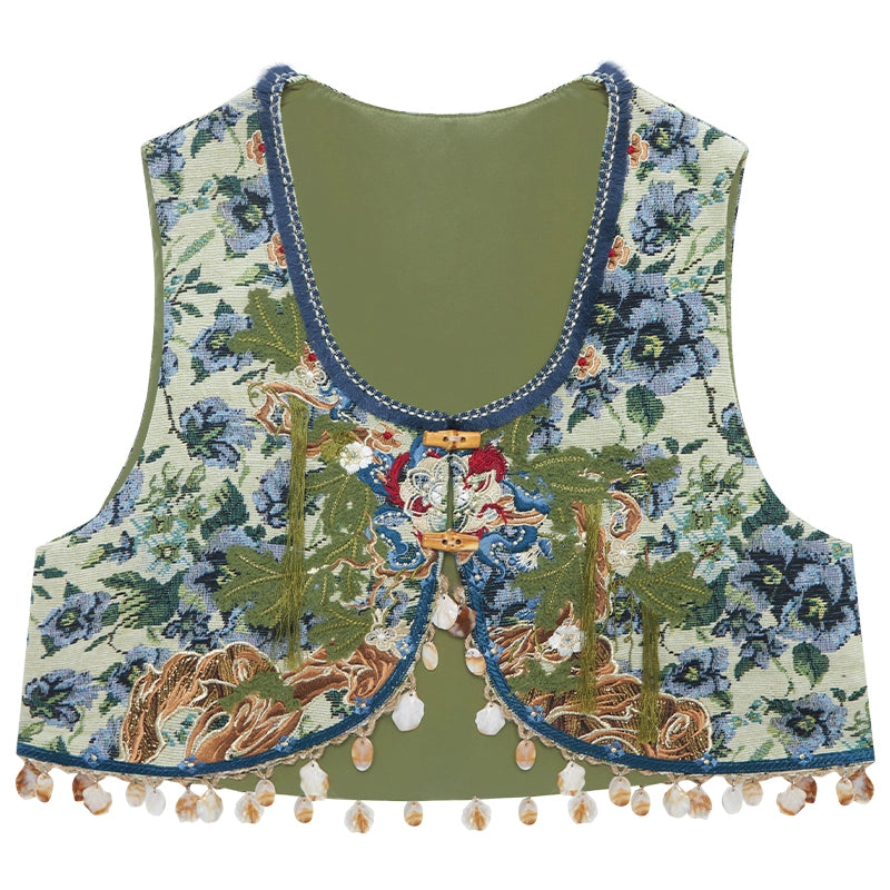 More than Thirteen [Snake Marsh Ghost City] Original Weaving Gold Horse Dress Hanfu ming HanFuDreams vest S