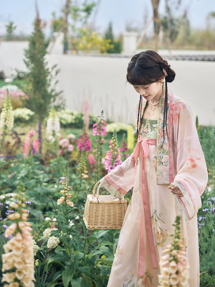 More than Thirteen “Hualinxia” Embroidered Hanfu Set (Cardigan & Suspender Skirt) han HanFuDreams