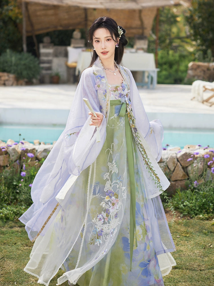 More than thirteen [single step to collect flowers] flower printing suspender skirt han HanFuDreams