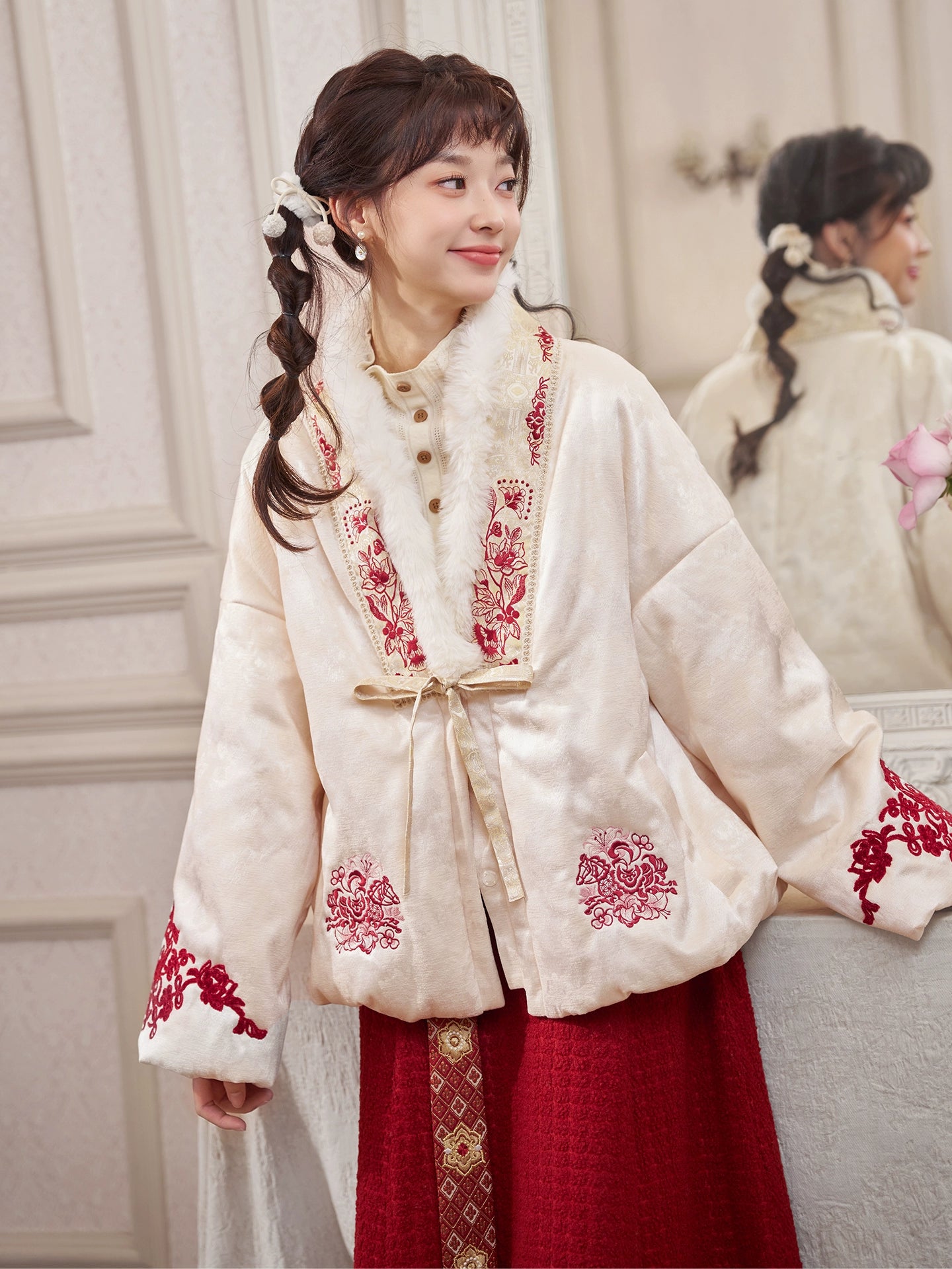 More than thirteen [snow neon] chenille jacquard jacket rope embroidered cotton-padded coat modern HanFuDreams