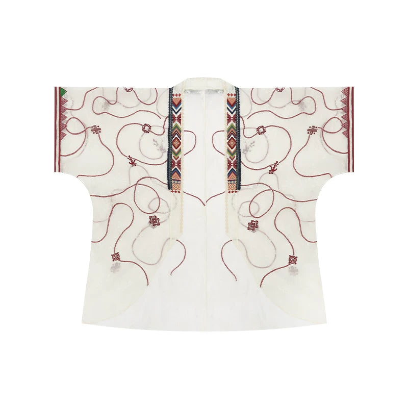 [Everlasting Vine] Ethnic Hanfu 2-Piece Set modern Shisanyu Embroidered Cross-Collar Outerwear S