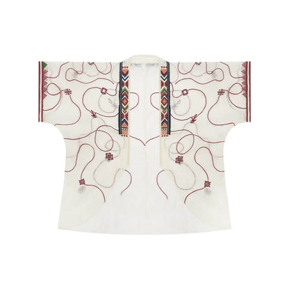 [Everlasting Vine] Ethnic Hanfu 2-Piece Set modern Shisanyu Embroidered Cross-Collar Outerwear S
