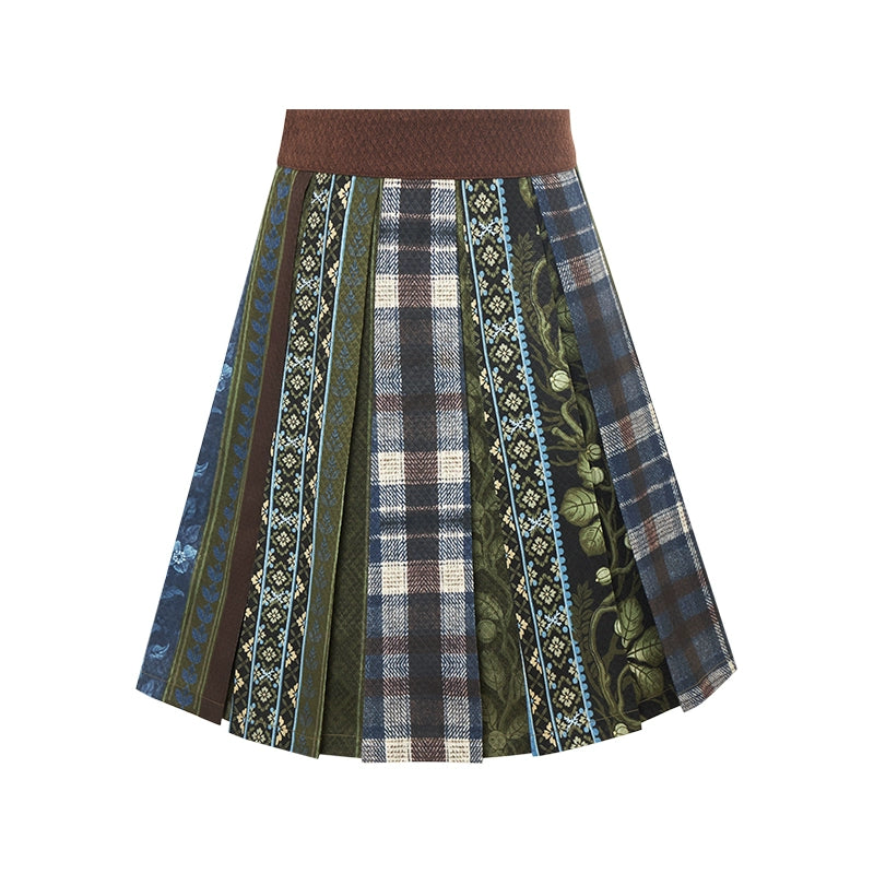 More than thirteen [moss spirit] vest embroidered sweater short skirt Mori plush set modern HanFuDreams short skirt S