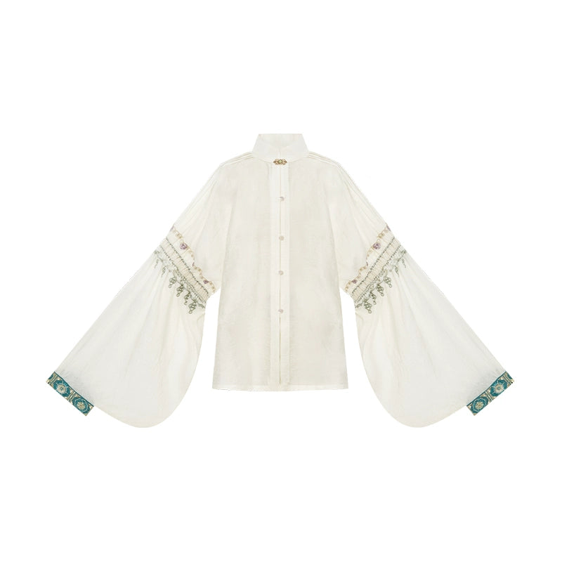 More than thirteen [Empty Mountain Evening Photo] Weaving Gold Bijia Horse Face Skirt Ming ming HanFuDreams Stand-up Collar Cardigan (Improved) S