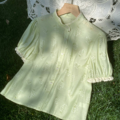 Flower Fairy Story [Lily of the Valley] Embroidery Skirt Shirt Set Han han HanFuDreams Short Sleeve Shirt S