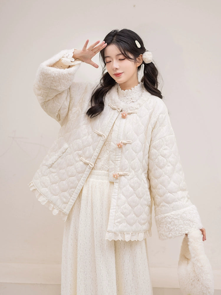 Chi Xia [Bright Moon] Ming round neck quilting cotton short jacket HanFuDreams