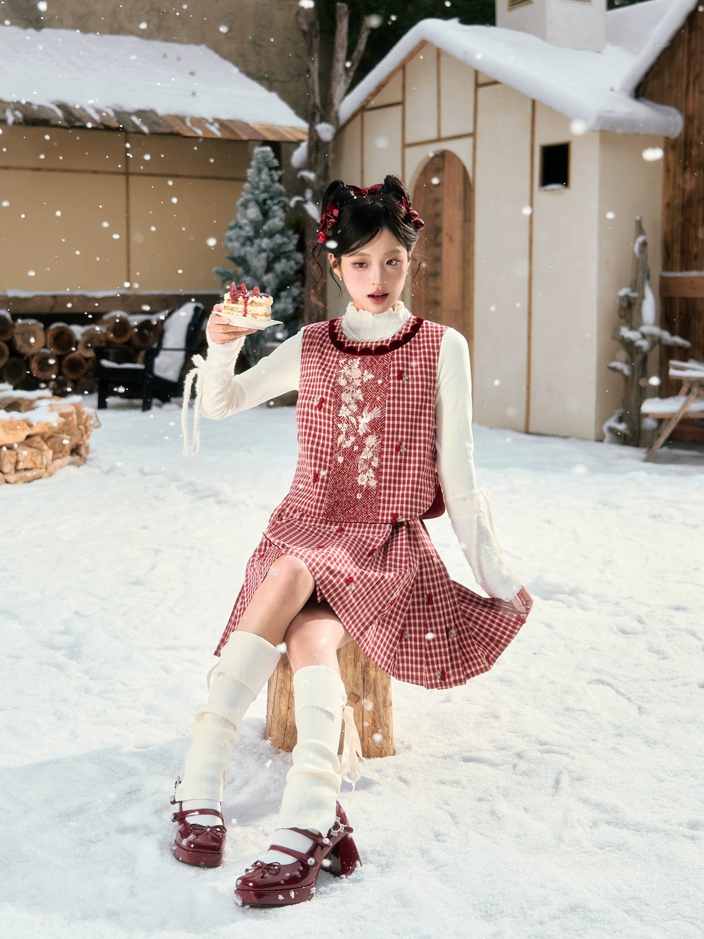 July Eve [Cherry Pie] Sweet coat short than a short horse skirt modern HanFuDreams