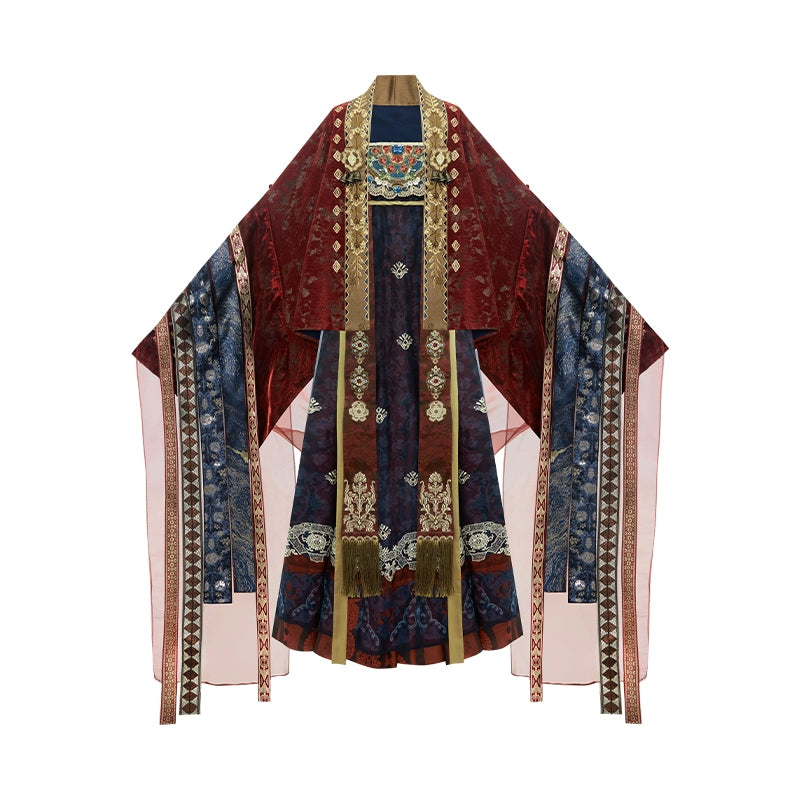 More Than Thirteen [Queen Mother Ghost Banquet] Suspender Skirt Tang Hanfu tang HanFuDreams Three-piece set (excluding accessories) S