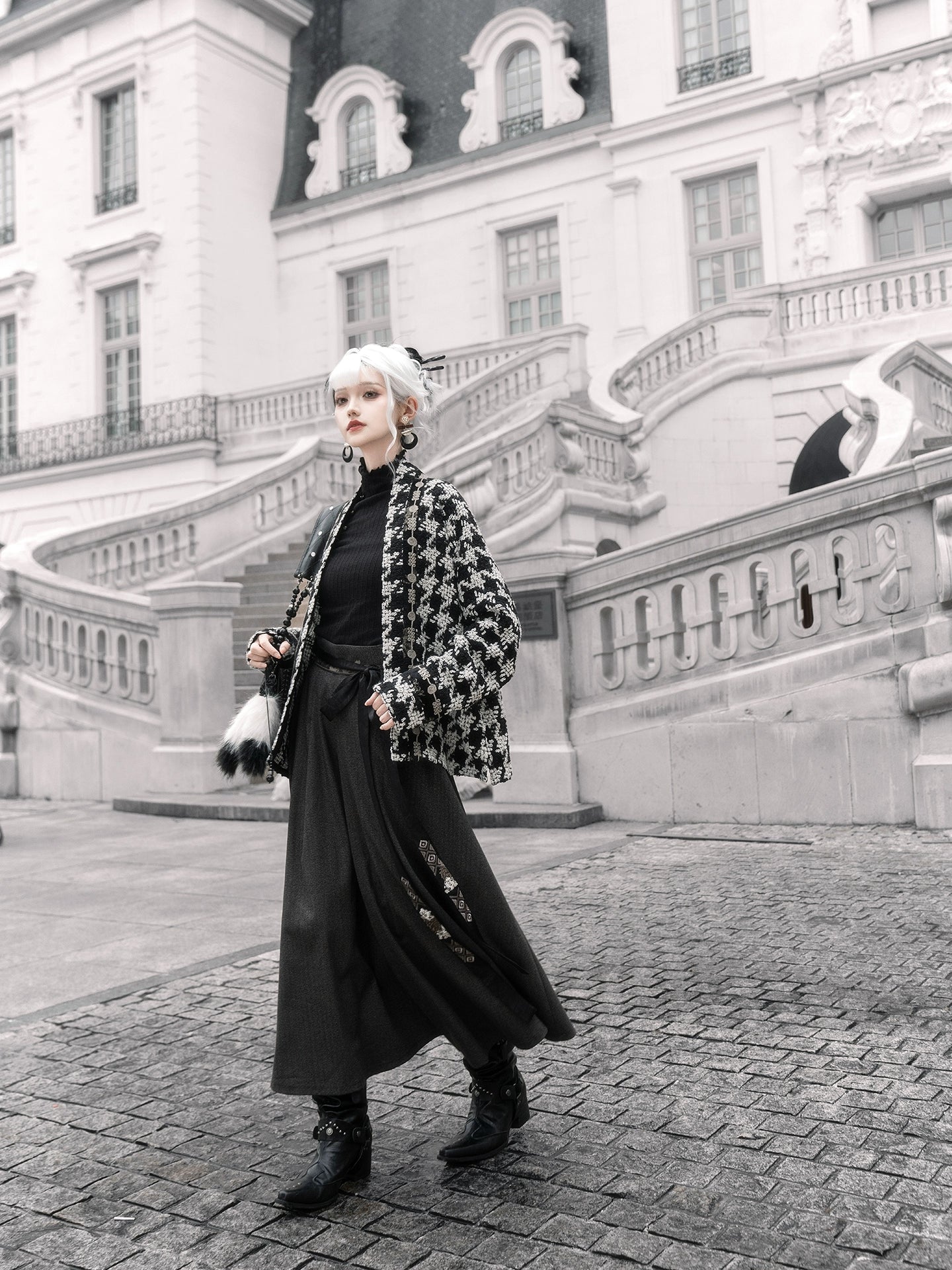 More than thirteen [Disney, Kuila - Black and White Witch] thousand bird grid two skirts modern HanFuDreams