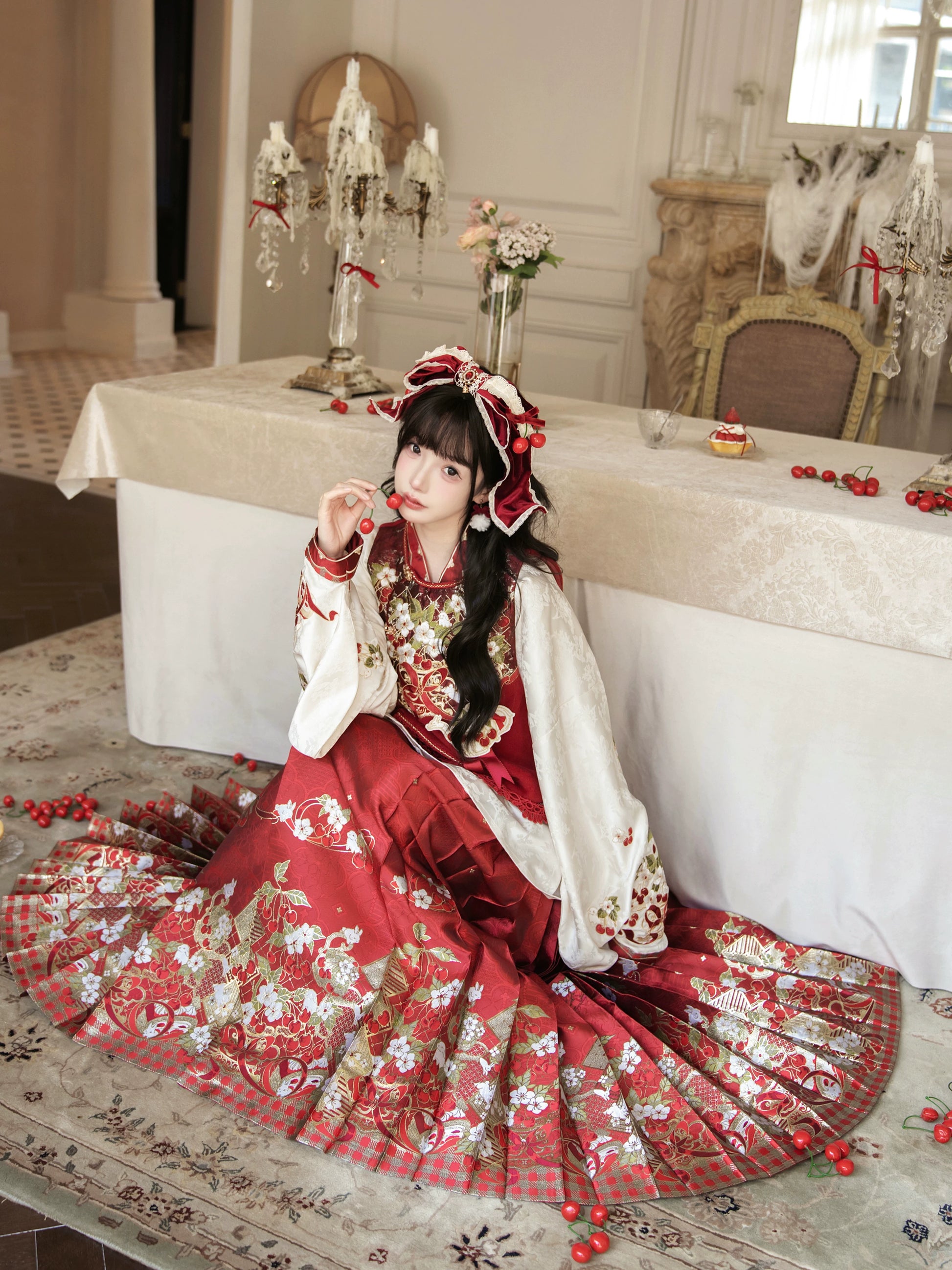 Flower Fairy Story [Cherry Tea Party] Pipa Sleeve Horse Dress Set Han han HanFuDreams