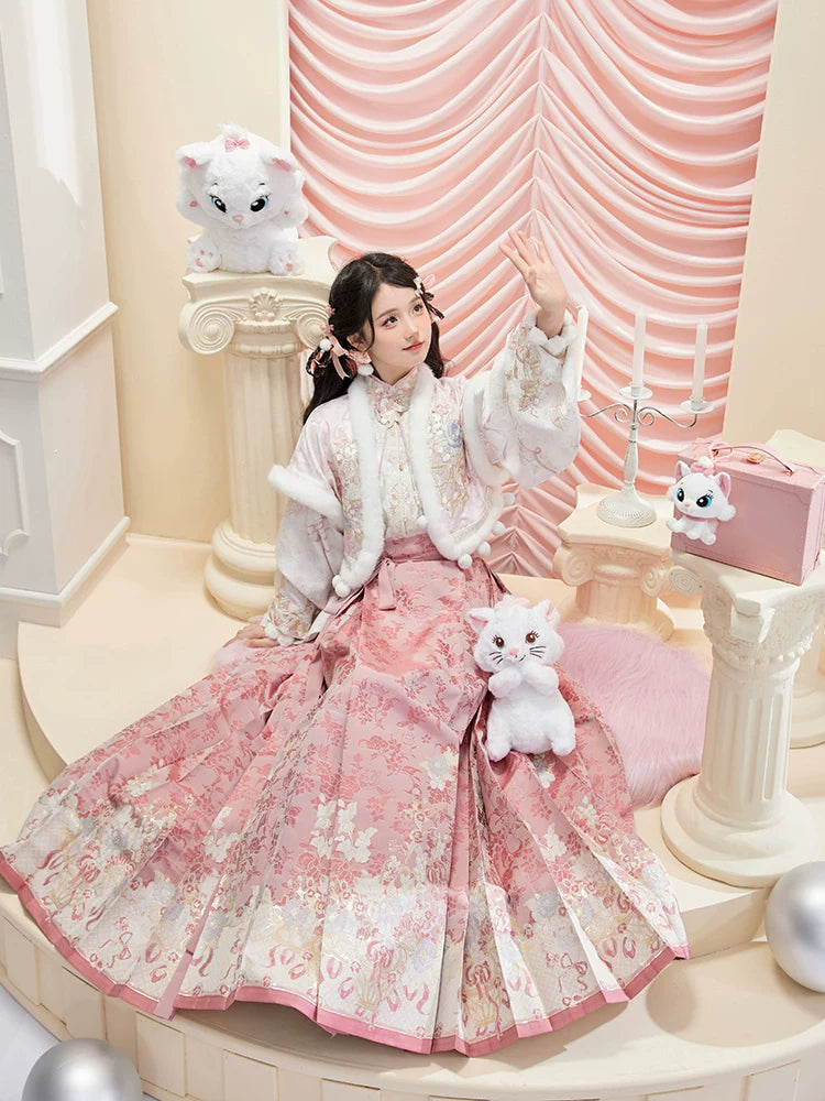 More than thirteen [Mary Cat] Pink horse-faced skirt plush Hanfu han HanFuDreams