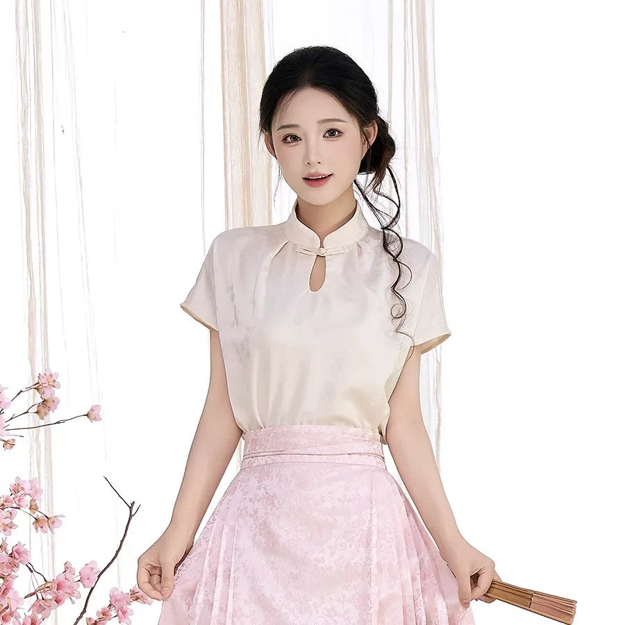 Flower Fairy Story [Flower Beaver] Clothing Weaving Gold Imitation Flower Cat Horse Dress Han han HanFuDreams Summer top S