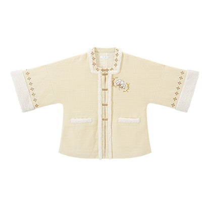 Chi Xia [Mianmian Yellow] Square Neck Half-Sleeve Short Jacket Shorts Song Pants song HanFuDreams Square collar half-sleeved short jacket S